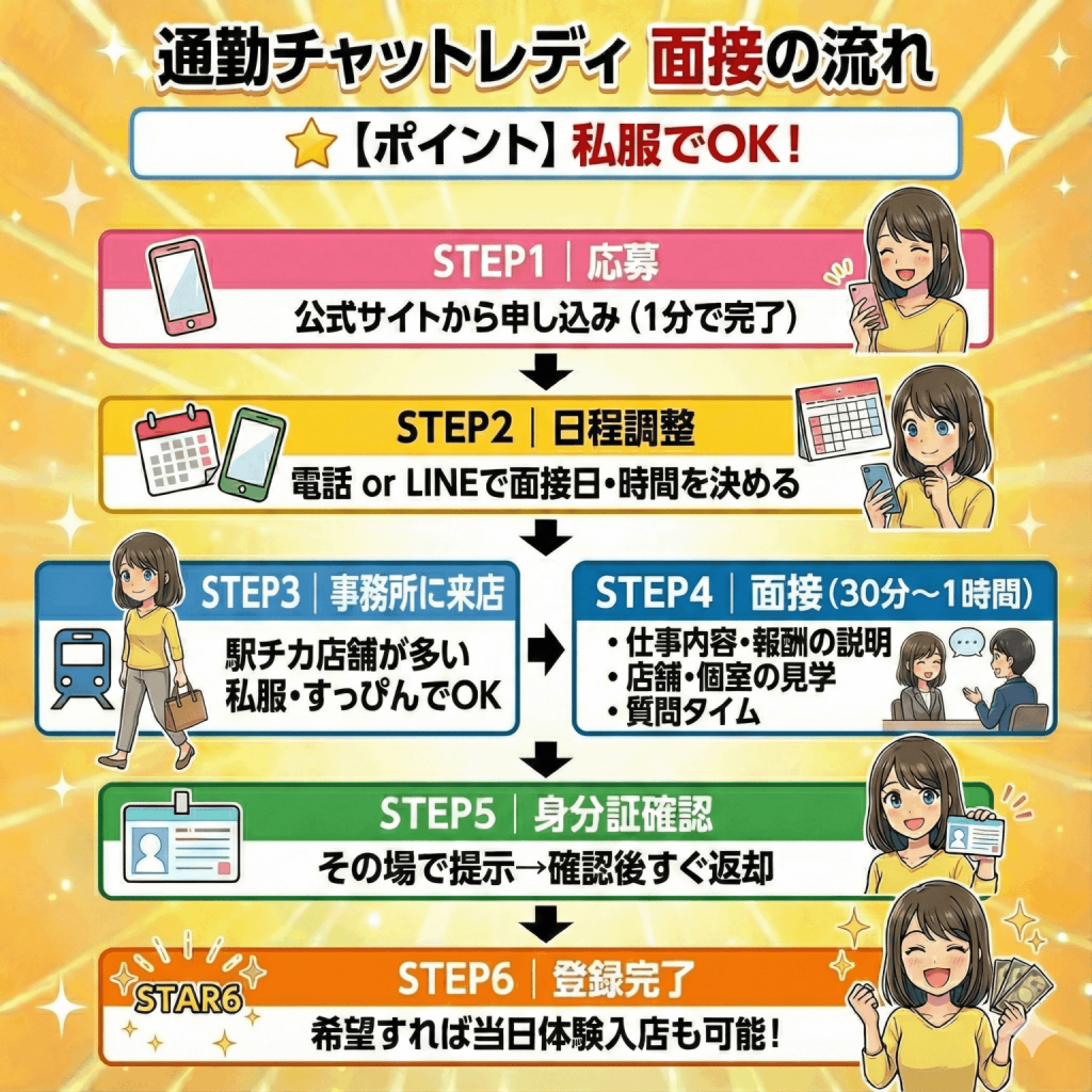 通勤チャットレディの面接の流れ