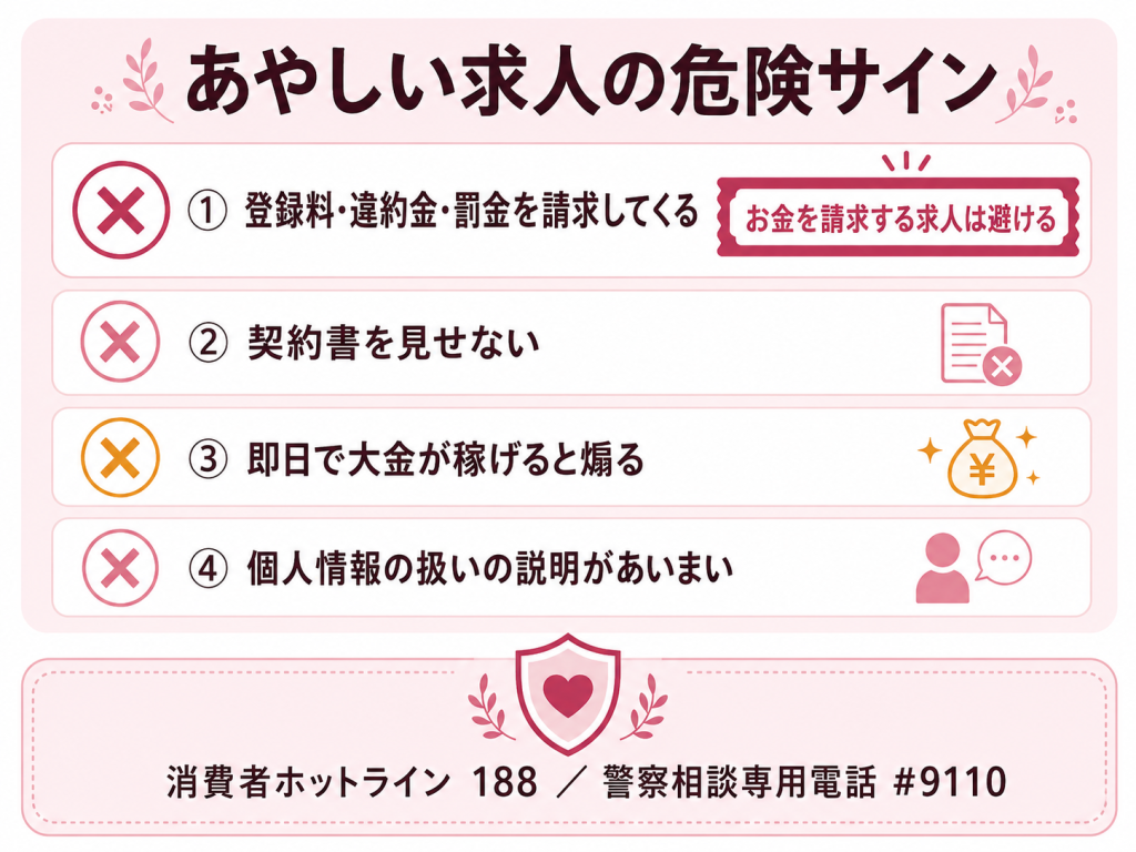 あやしい求人の危険サインと相談窓口をまとめたチェックリスト