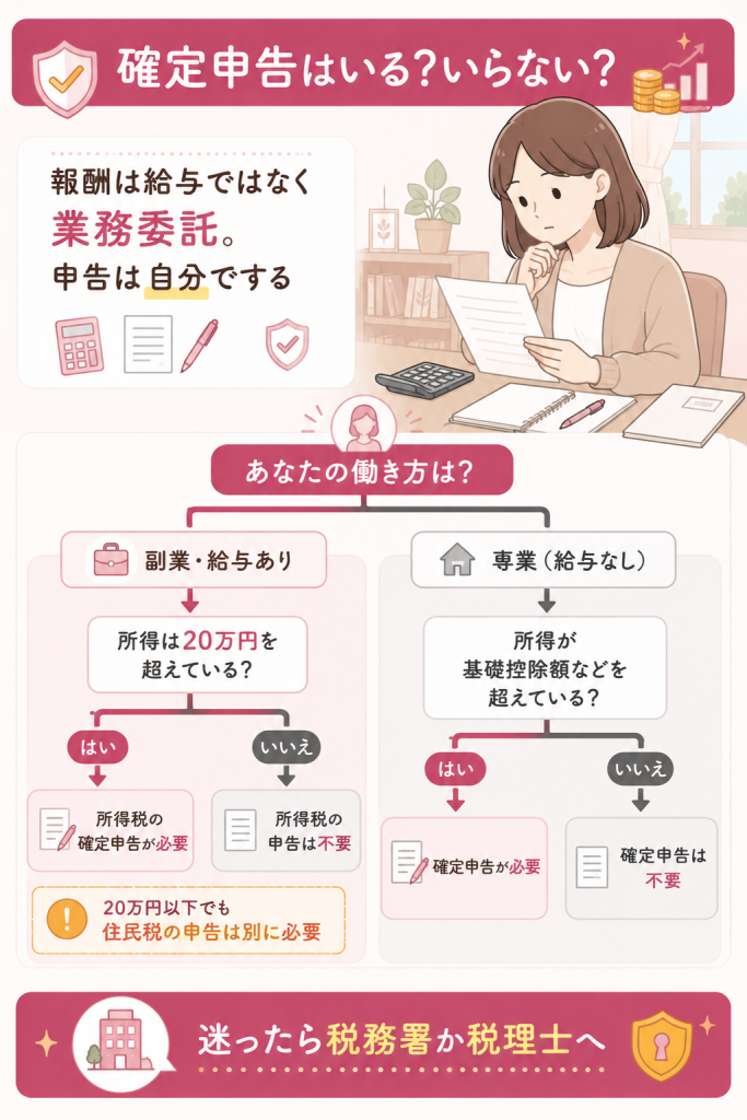 チャットレディの確定申告が必要になる条件の分岐フロー図