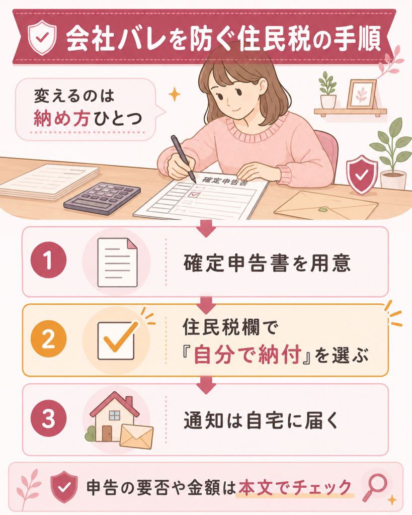 住民税を自分で納付に切り替える手順の図解