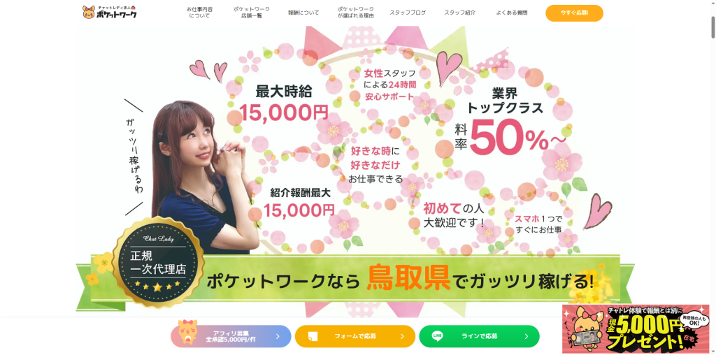 ポケットワーク：鳥取県全域（在宅）