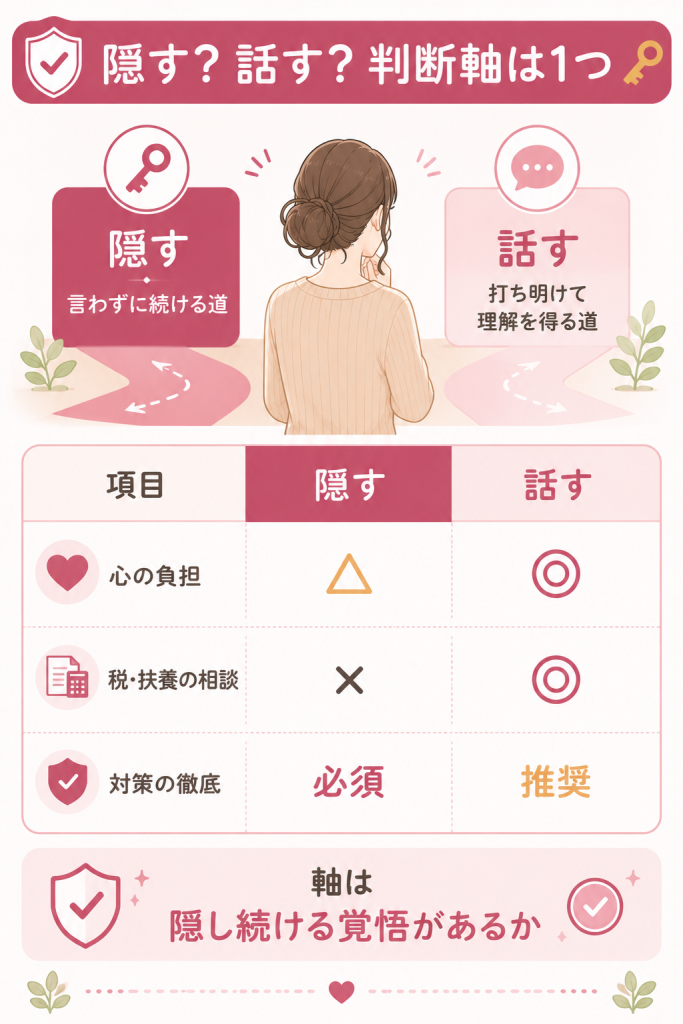 チャットレディを隠す場合と打ち明ける場合の比較図
