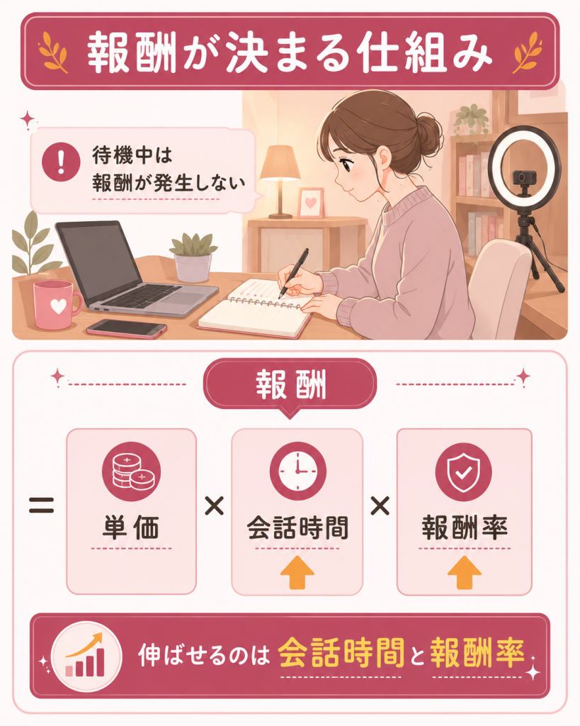 チャットレディの報酬が決まる仕組みの図解