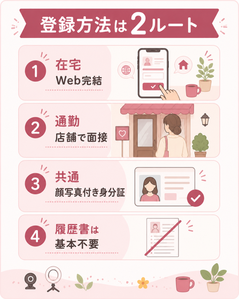 在宅と通勤の登録方法の違いと必要なものの図