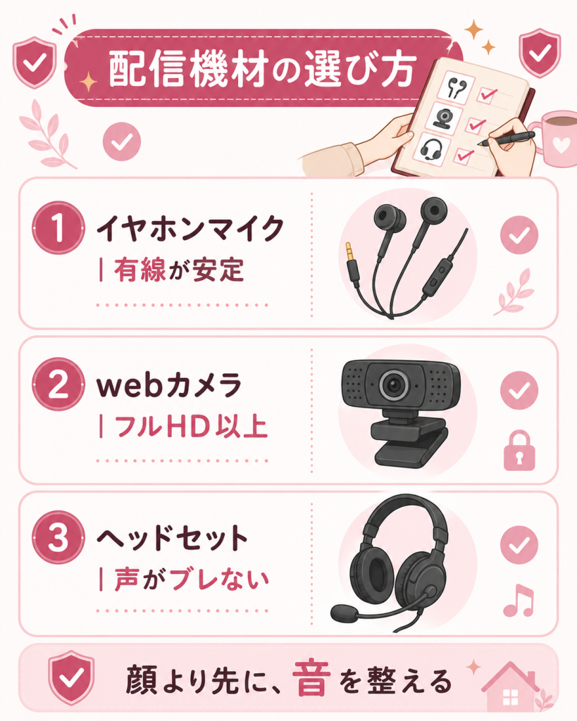 配信機材3種の選び方をまとめた図解