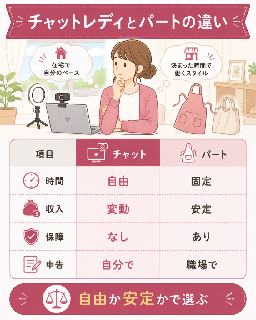 チャットレディとパートの働き方比較図
