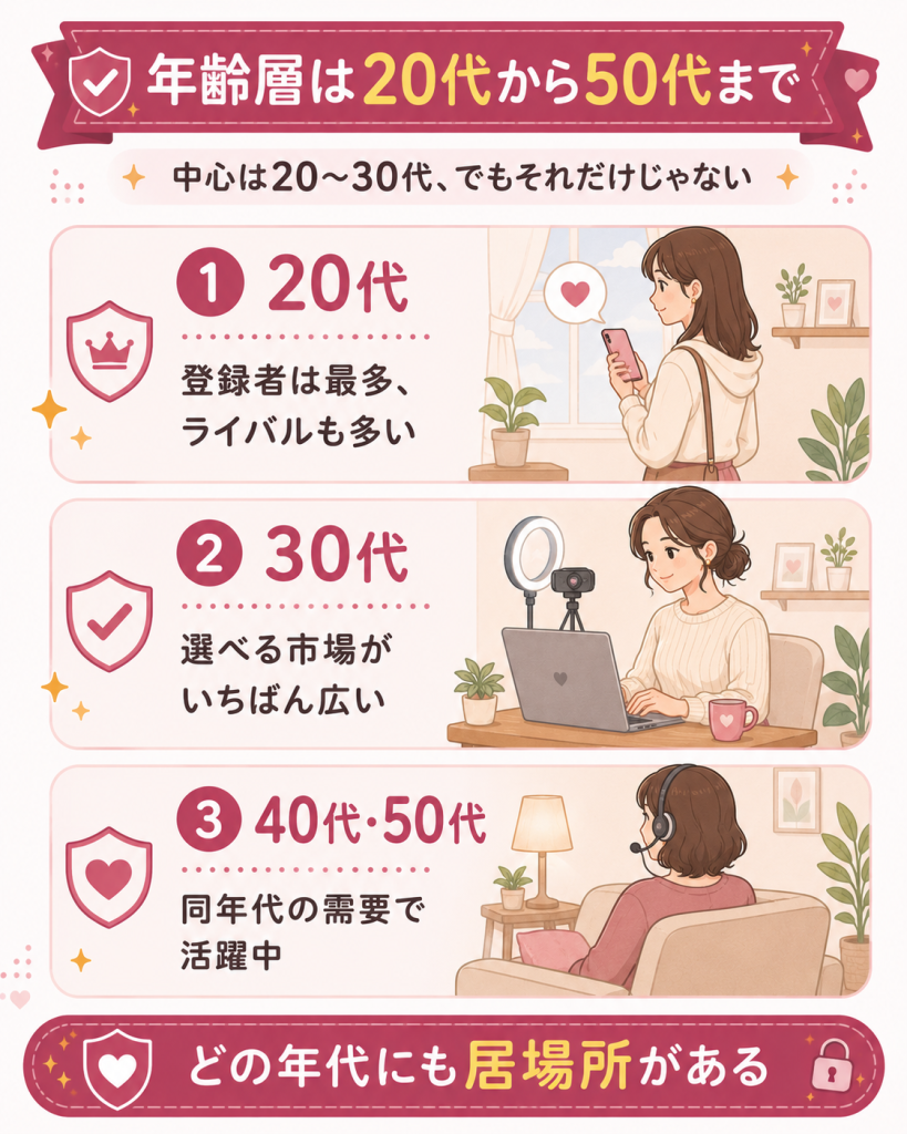 チャットレディの年代別の立ち位置の図