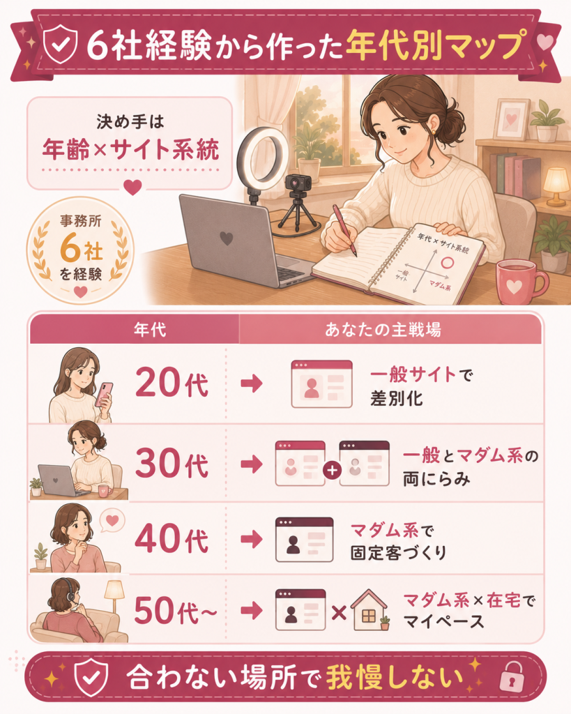 年代と相性のいいサイト系統のマップ図