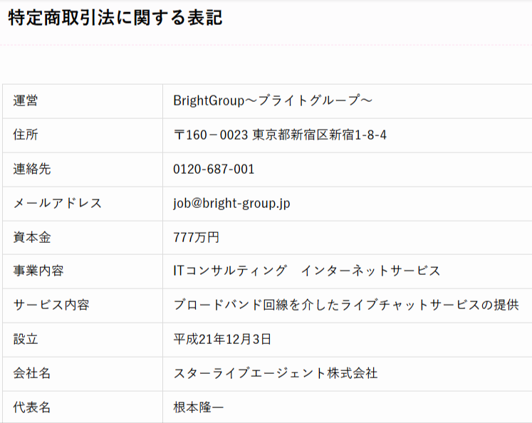 ブライトグループの運営会社情報（公式サイト）