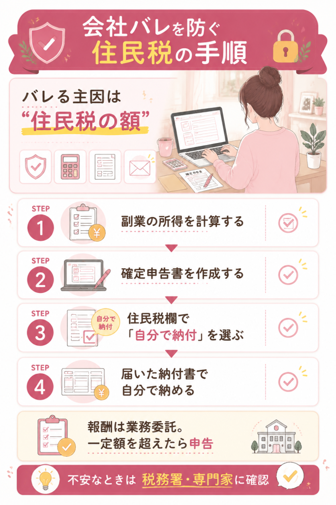 住民税で会社バレを防ぐ手順の図