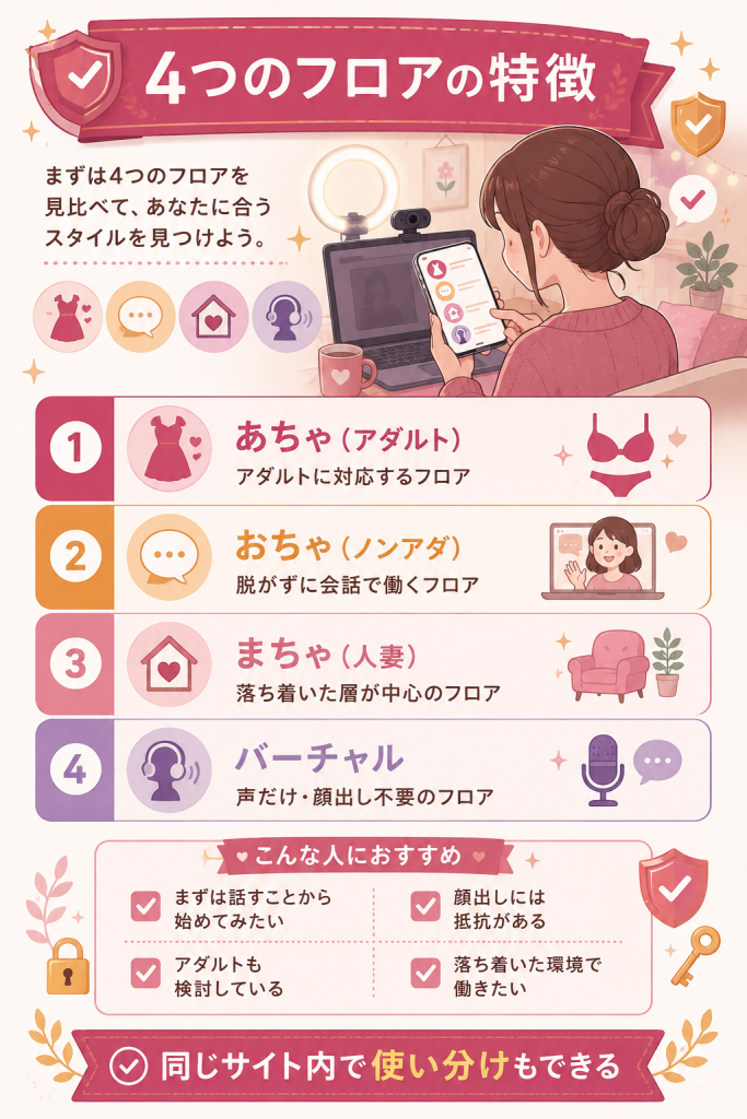 4つのフロアの特徴を整理した図