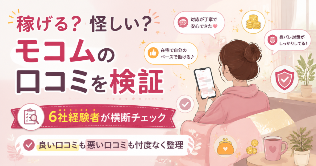 モコムの口コミ検証をまとめたアイキャッチ図