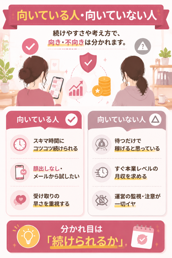 向いている人と向かない人を比較した図