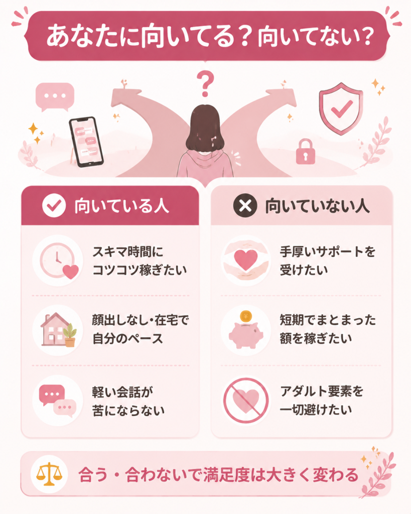 向いている人と向いていない人を対比した比較図