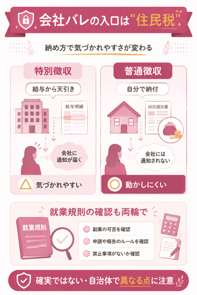 住民税でバレる仕組みと普通徴収の対策図