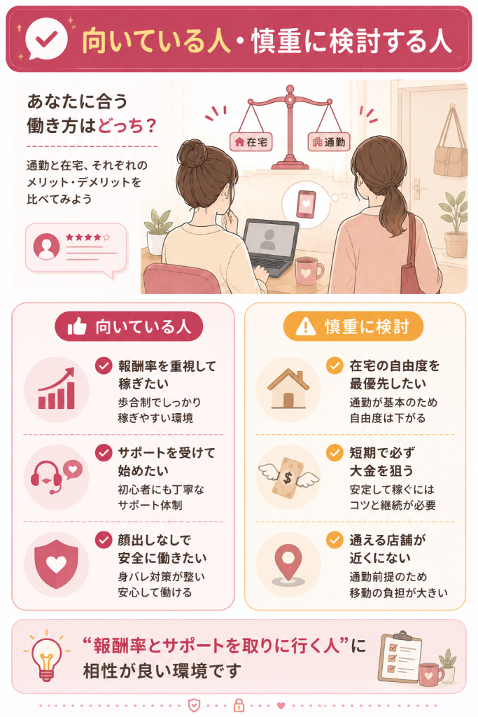 向いている人と慎重に検討する人の比較図
