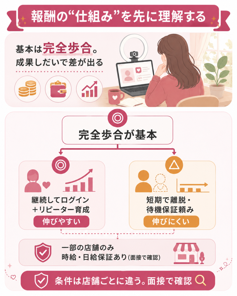 完全歩合が基本の報酬の仕組みの解説図