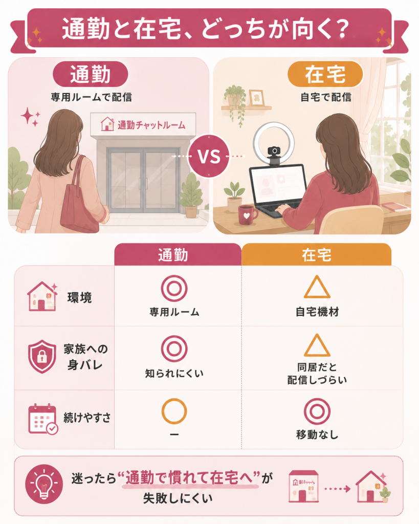 通勤と在宅の働き方を比較した図