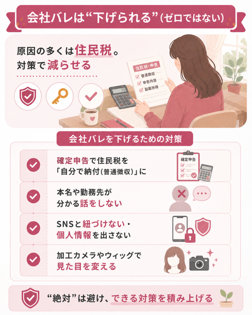 会社バレ・副業バレを防ぐ対策の図