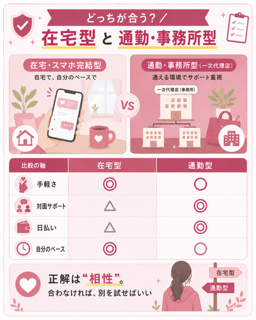 在宅型と通勤事務所型が合う人の比較図