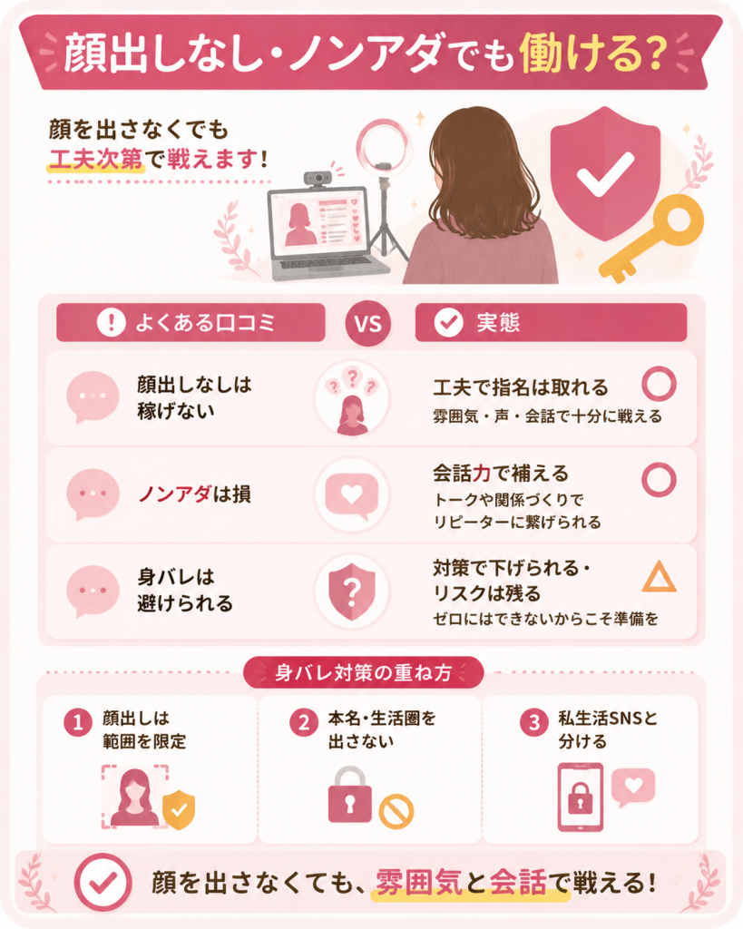 顔出しなしとノンアダの口コミと実態を照合した図