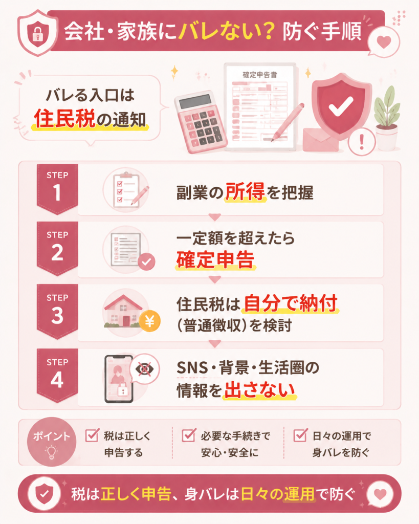 住民税でバレる仕組みと身バレ対策の手順図
