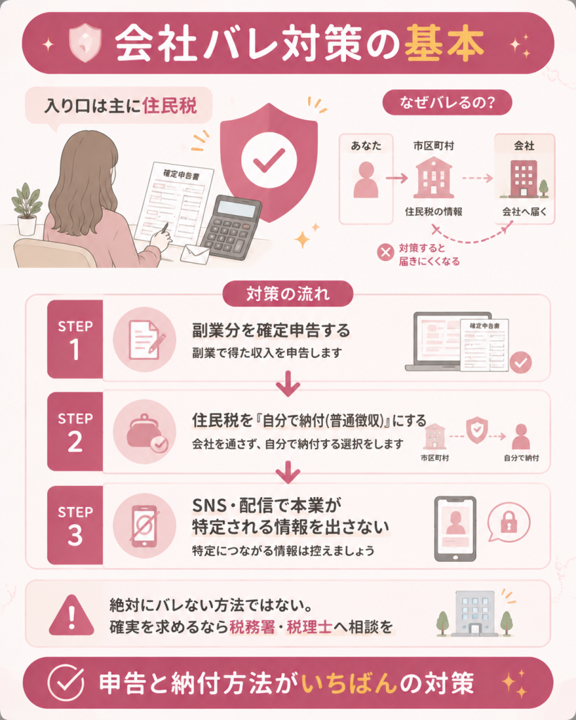 会社バレ対策として住民税の納付方法を示す図