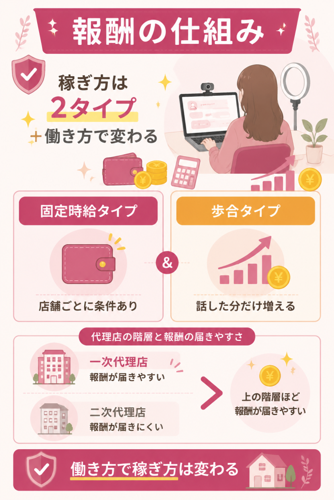 チャットレディ報酬の仕組みの図解