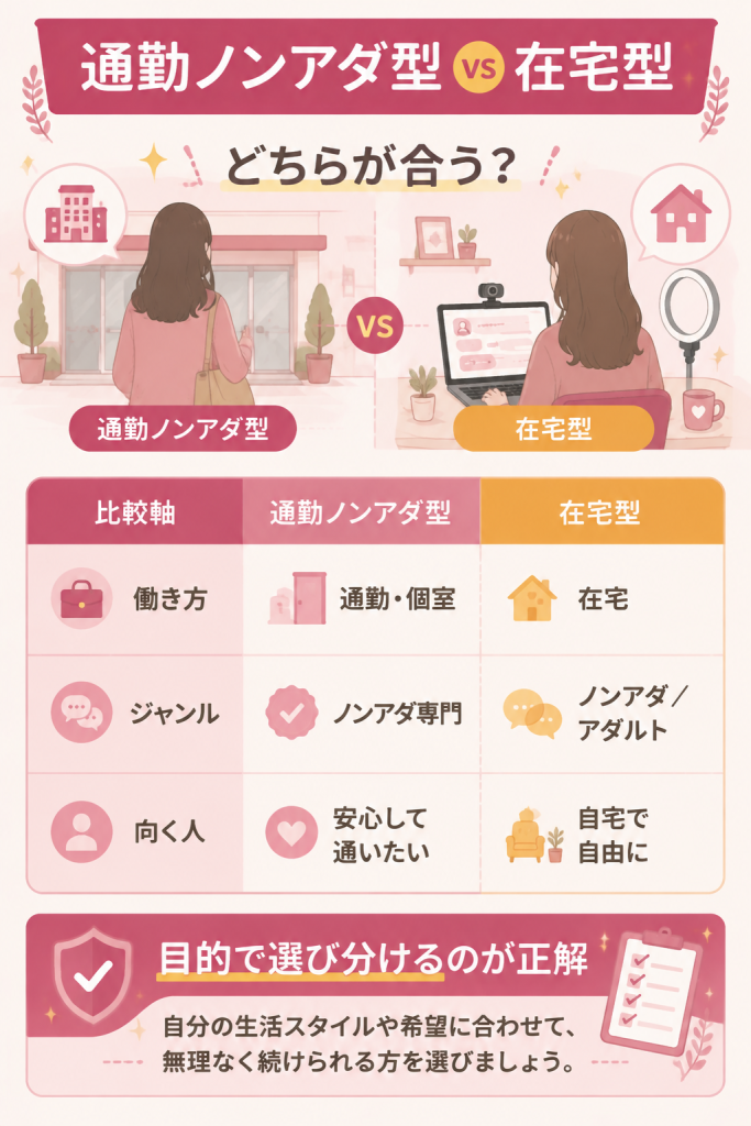 通勤型と在宅型の選び分け比較図