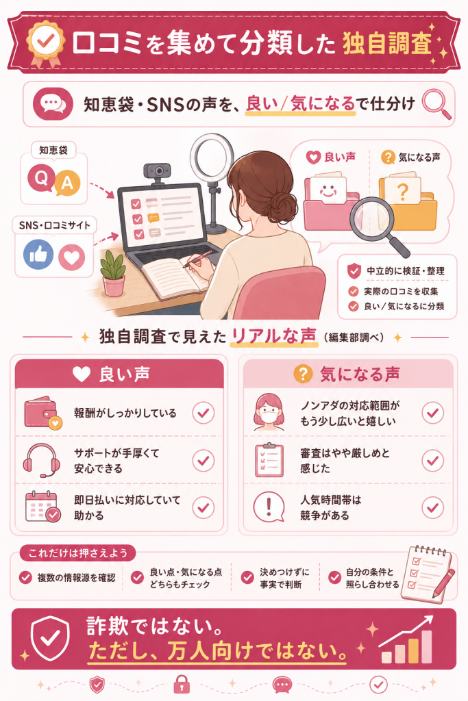 良い口コミと気になる口コミを編集部が分類した検証図